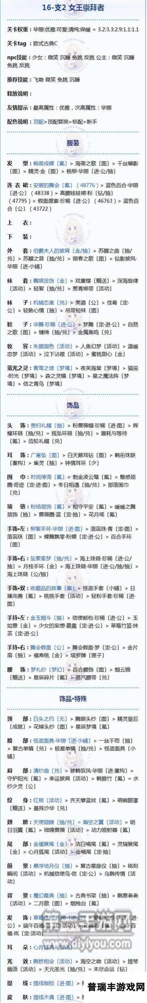 奇迹暖暖第十六章关卡16-支2高分攻略